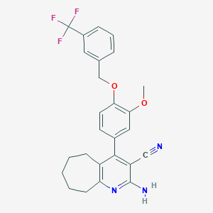 2-amino-4-(3-methoxy-4-{[3-(trifluoromethyl)benzyl]oxy}phenyl)-6,7,8,9-tetrahydro-5H-cyclohepta[b]pyridine-3-carbonitrile