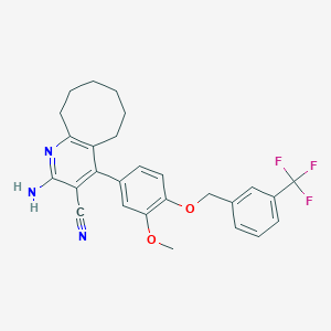 molecular formula C27H26F3N3O2 B376651 2-Amino-4-(3-methoxy-4-{[3-(trifluoromethyl)benzyl]oxy}phenyl)-5,6,7,8,9,10-hexahydrocycloocta[b]pyridine-3-carbonitrile 
