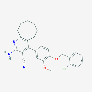 molecular formula C26H26ClN3O2 B376652 2-Amino-4-{4-[(2-chlorobenzyl)oxy]-3-methoxyphenyl}-5,6,7,8,9,10-hexahydrocycloocta[b]pyridine-3-carbonitrile 