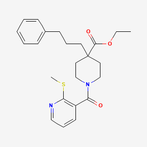 molecular formula C24H30N2O3S B3766539 ethyl 1-{[2-(methylthio)-3-pyridinyl]carbonyl}-4-(3-phenylpropyl)-4-piperidinecarboxylate 