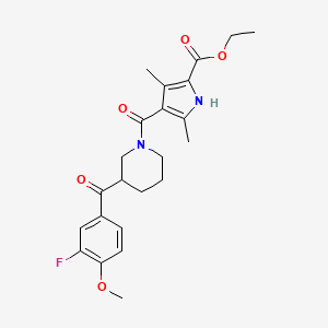 molecular formula C23H27FN2O5 B3766639 ethyl 4-{[3-(3-fluoro-4-methoxybenzoyl)-1-piperidinyl]carbonyl}-3,5-dimethyl-1H-pyrrole-2-carboxylate 