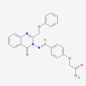 molecular formula C24H19N3O5 B376666 (4-{[(4-oxo-2-(phenoxymethyl)-3(4H)-quinazolinyl)imino]methyl}phenoxy)acetic acid 