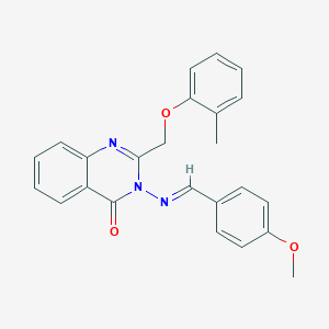 molecular formula C24H21N3O3 B376668 3-[(4-methoxybenzylidene)amino]-2-[(2-methylphenoxy)methyl]-4(3H)-quinazolinone 