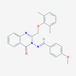molecular formula C25H23N3O3 B376673 2-[(2,6-dimethylphenoxy)methyl]-3-[(4-methoxybenzylidene)amino]-4(3H)-quinazolinone 