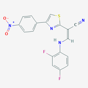 molecular formula C18H10F2N4O2S B376682 3-(2,4-Difluoroanilino)-2-(4-{4-nitrophenyl}-1,3-thiazol-2-yl)acrylonitrile 