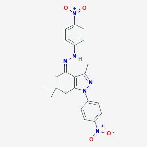 molecular formula C22H22N6O4 B376685 1-{4-nitrophenyl}-3,6,6-trimethyl-1,5,6,7-tetrahydro-4H-indazol-4-one {4-nitrophenyl}hydrazone CAS No. 16315-27-8