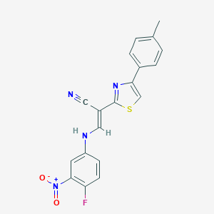 3-{4-Fluoro-3-nitroanilino}-2-[4-(4-methylphenyl)-1,3-thiazol-2-yl]acrylonitrile