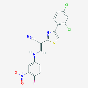 B376690 (E)-2-(4-(2,4-dichlorophenyl)thiazol-2-yl)-3-((4-fluoro-3-nitrophenyl)amino)acrylonitrile CAS No. 380651-06-9