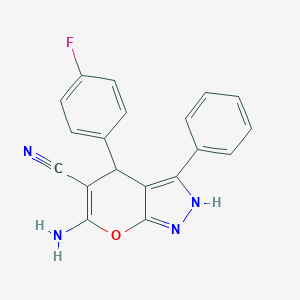 molecular formula C19H13FN4O B376691 6-Amino-4-(4-fluorophenyl)-3-phenyl-1,4-dihydropyrano[2,3-c]pyrazole-5-carbonitrile CAS No. 315246-27-6