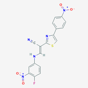 3-{4-Fluoro-3-nitroanilino}-2-(4-{4-nitrophenyl}-1,3-thiazol-2-yl)acrylonitrile