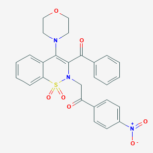 molecular formula C27H23N3O7S B376700 2-(3-benzoyl-4-morpholin-4-yl-1,1-dioxido-2H-1,2-benzothiazin-2-yl)-1-{4-nitrophenyl}ethanone CAS No. 380651-18-3