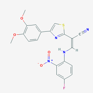 molecular formula C20H15FN4O4S B376701 (Z)-2-(4-(3,4-二甲氧基苯基)噻唑-2-基)-3-((4-氟-2-硝基苯基)氨基)丙烯腈 CAS No. 477298-35-4