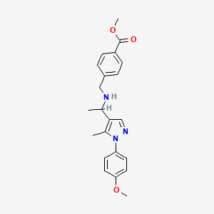 molecular formula C22H25N3O3 B3767028 methyl 4-[({1-[1-(4-methoxyphenyl)-5-methyl-1H-pyrazol-4-yl]ethyl}amino)methyl]benzoate 