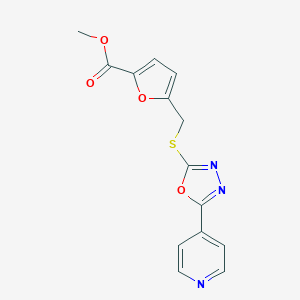 molecular formula C14H11N3O4S B376709 Methyl 5-({[5-(4-pyridinyl)-1,3,4-oxadiazol-2-yl]thio}methyl)-2-furoate CAS No. 342384-88-7