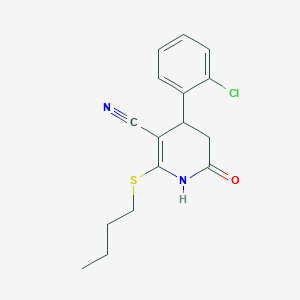 molecular formula C16H17ClN2OS B376713 2-(Butylsulfanyl)-4-(2-chlorophenyl)-6-oxo-1,4,5,6-tetrahydro-3-pyridinecarbonitrile CAS No. 375352-62-8