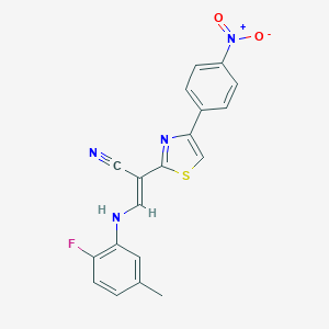 molecular formula C19H13FN4O2S B376714 3-(2-Fluoro-5-methylanilino)-2-(4-{4-nitrophenyl}-1,3-thiazol-2-yl)acrylonitrile 