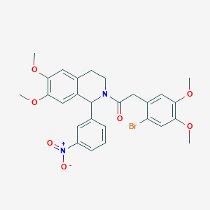 molecular formula C27H27BrN2O7 B376716 2-[(2-Bromo-4,5-dimethoxyphenyl)acetyl]-1-{3-nitrophenyl}-6,7-dimethoxy-1,2,3,4-tetrahydroisoquinoline 