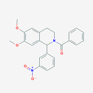 molecular formula C24H22N2O5 B376719 2-Benzoyl-1-{3-nitrophenyl}-6,7-dimethoxy-1,2,3,4-tetrahydroisoquinoline 