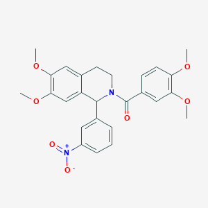 2-(3,4-Dimethoxybenzoyl)-1-{3-nitrophenyl}-6,7-dimethoxy-1,2,3,4-tetrahydroisoquinoline
