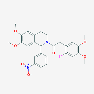 molecular formula C27H27IN2O7 B376721 1-{3-Nitrophenyl}-2-[(2-iodo-4,5-dimethoxyphenyl)acetyl]-6,7-dimethoxy-1,2,3,4-tetrahydroisoquinoline 