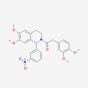 molecular formula C27H28N2O7 B376722 1-[6,7-dimethoxy-1-(3-nitrophenyl)-3,4-dihydro-1H-isoquinolin-2-yl]-2-(3,4-dimethoxyphenyl)ethanone CAS No. 6384-54-9