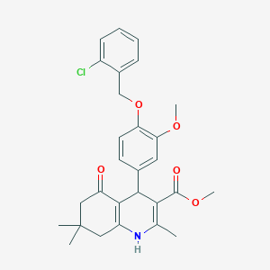 molecular formula C28H30ClNO5 B376733 Methyl 4-{4-[(2-chlorobenzyl)oxy]-3-methoxyphenyl}-2,7,7-trimethyl-5-oxo-1,4,5,6,7,8-hexahydro-3-quinolinecarboxylate 