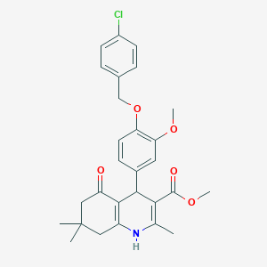 molecular formula C28H30ClNO5 B376735 Methyl 4-{4-[(4-chlorobenzyl)oxy]-3-methoxyphenyl}-2,7,7-trimethyl-5-oxo-1,4,5,6,7,8-hexahydroquinoline-3-carboxylate 