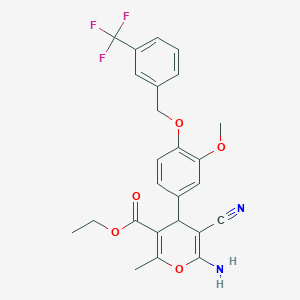 ethyl 6-amino-5-cyano-4-(3-methoxy-4-{[3-(trifluoromethyl)benzyl]oxy}phenyl)-2-methyl-4H-pyran-3-carboxylate