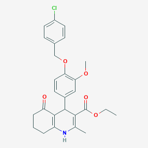 Ethyl 4-{4-[(4-chlorobenzyl)oxy]-3-methoxyphenyl}-2-methyl-5-oxo-1,4,5,6,7,8-hexahydro-3-quinolinecarboxylate