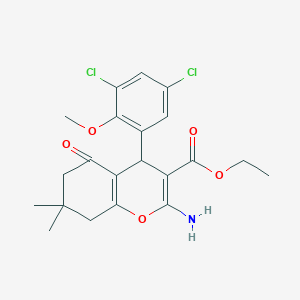 ethyl 2-amino-4-(3,5-dichloro-2-methoxyphenyl)-7,7-dimethyl-5-oxo-5,6,7,8-tetrahydro-4H-chromene-3-carboxylate