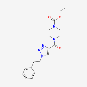 molecular formula C18H23N5O3 B3767874 ethyl 4-{[1-(2-phenylethyl)-1H-1,2,3-triazol-4-yl]carbonyl}-1-piperazinecarboxylate 