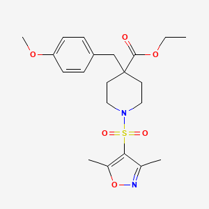 molecular formula C21H28N2O6S B3767878 ethyl 1-[(3,5-dimethyl-4-isoxazolyl)sulfonyl]-4-(4-methoxybenzyl)-4-piperidinecarboxylate 