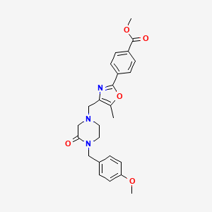 molecular formula C25H27N3O5 B3767981 methyl 4-(4-{[4-(4-methoxybenzyl)-3-oxo-1-piperazinyl]methyl}-5-methyl-1,3-oxazol-2-yl)benzoate 