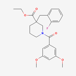 molecular formula C24H28FNO5 B3768003 ethyl 1-(3,5-dimethoxybenzoyl)-3-(2-fluorobenzyl)-3-piperidinecarboxylate 