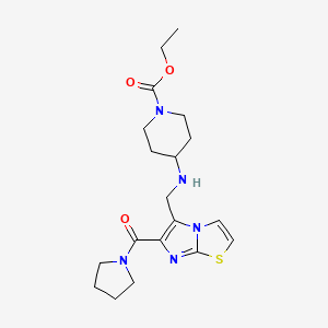 molecular formula C19H27N5O3S B3768230 ethyl 4-({[6-(1-pyrrolidinylcarbonyl)imidazo[2,1-b][1,3]thiazol-5-yl]methyl}amino)-1-piperidinecarboxylate 