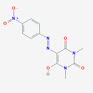 molecular formula C12H11N5O5 B376825 1,3-Dimethyl-2,4,5,6(1H,3H)-pyrimidinetetrone 5-[(4-nitrophenyl)hydrazone] 