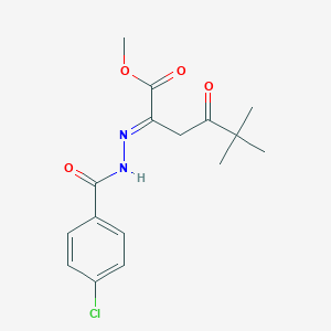 molecular formula C16H19ClN2O4 B376838 Methyl 2-[(4-chlorobenzoyl)hydrazono]-5,5-dimethyl-4-oxohexanoate 