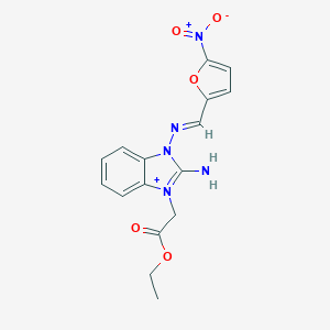 molecular formula C16H16N5O5+ B376876 2-amino-1-(2-ethoxy-2-oxoethyl)-3-{[(5-nitro-2-furyl)methylene]amino}-3H-benzimidazol-1-ium 