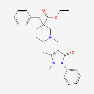 molecular formula C27H33N3O3 B3768827 ethyl 3-benzyl-1-[(1,5-dimethyl-3-oxo-2-phenyl-2,3-dihydro-1H-pyrazol-4-yl)methyl]-3-piperidinecarboxylate 