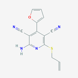 molecular formula C14H10N4OS B376903 2-(Allylsulfanyl)-6-amino-4-(2-furyl)-3,5-pyridinedicarbonitrile CAS No. 161689-57-2