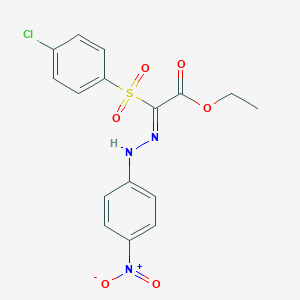 molecular formula C16H14ClN3O6S B376914 Ethyl [(4-chlorophenyl)sulfonyl]({4-nitrophenyl}hydrazono)acetate 