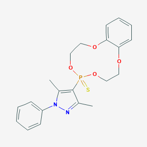 3,5-Dimethyl-1-phenyl-4-(6-sulfanylidene-2,5,7,10-tetraoxa-6lambda5-phosphabicyclo[9.4.0]pentadeca-1(15),11,13-trien-6-yl)pyrazole