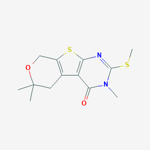 3,6,6-trimethyl-2-(methylsulfanyl)-3,5,6,8-tetrahydro-4H-pyrano[4',3':4,5]thieno[2,3-d]pyrimidin-4-one
