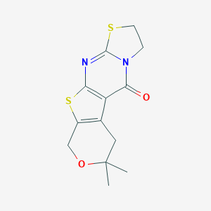molecular formula C13H14N2O2S2 B376922 7,7-dimethyl-2,3,6,9-tetrahydro-5H,7H-pyrano[4',3':4,5]thieno[2,3-d][1,3]thiazolo[3,2-a]pyrimidin-5-one CAS No. 296799-07-0