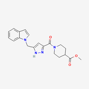 molecular formula C20H22N4O3 B3769261 methyl 1-[5-(indol-1-ylmethyl)-1H-pyrazole-3-carbonyl]piperidine-4-carboxylate 