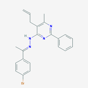 molecular formula C22H21BrN4 B376932 1-(4-Bromophenyl)ethanone (5-allyl-6-methyl-2-phenyl-4-pyrimidinyl)hydrazone 