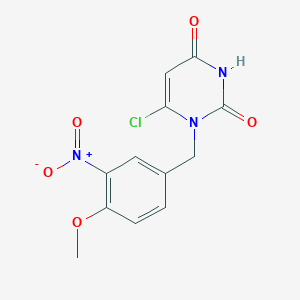 molecular formula C12H10ClN3O5 B376934 6-Chloro-1-(4-methoxy-3-nitro-benzyl)-1H-pyrimidine-2,4-dione 