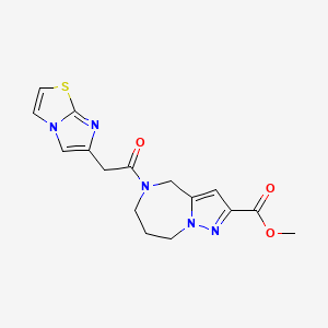 molecular formula C16H17N5O3S B3769588 methyl 5-(imidazo[2,1-b][1,3]thiazol-6-ylacetyl)-5,6,7,8-tetrahydro-4H-pyrazolo[1,5-a][1,4]diazepine-2-carboxylate 