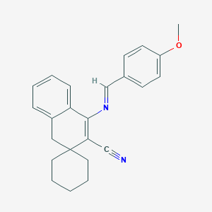 molecular formula C24H24N2O B376970 1-[(4-methoxyphenyl)methylideneamino]spiro[4H-naphthalene-3,1'-cyclohexane]-2-carbonitrile CAS No. 300590-15-2