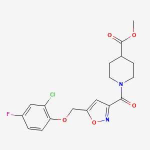 molecular formula C18H18ClFN2O5 B3769738 methyl 1-({5-[(2-chloro-4-fluorophenoxy)methyl]-3-isoxazolyl}carbonyl)-4-piperidinecarboxylate 